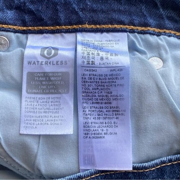 Levis Premium 70'S High Rise Slim Straight Jeans Woman 31 Dark Wash Classic - Picture 10 of 16